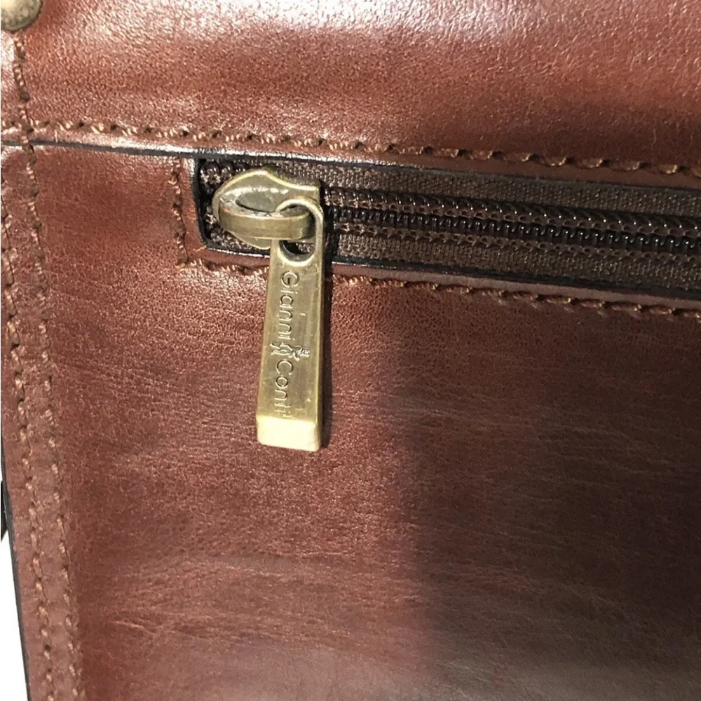 Gianni Conti Vera Pelle Genuine Leather Briefcase Messenger Bag With Key